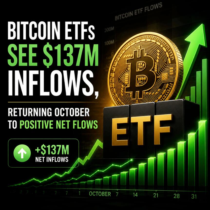 比特币ETF迎来1.37亿美元资金流入，10月重回净流入状态