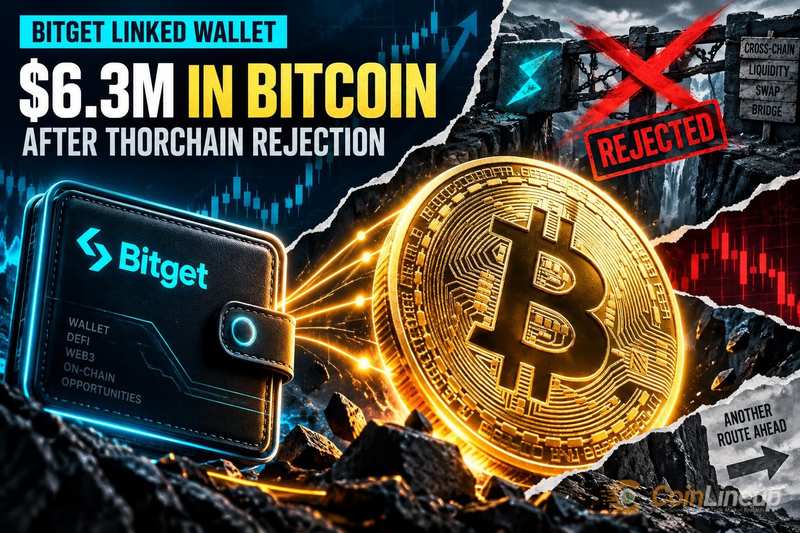 Bitget-Linked Wallet在THORChain拒绝后追加630万美元比特币