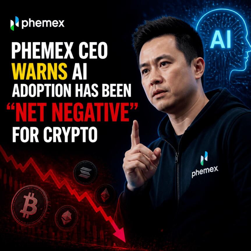 Phemex CEO警告：AI采用对加密货币产生“净负面影响”