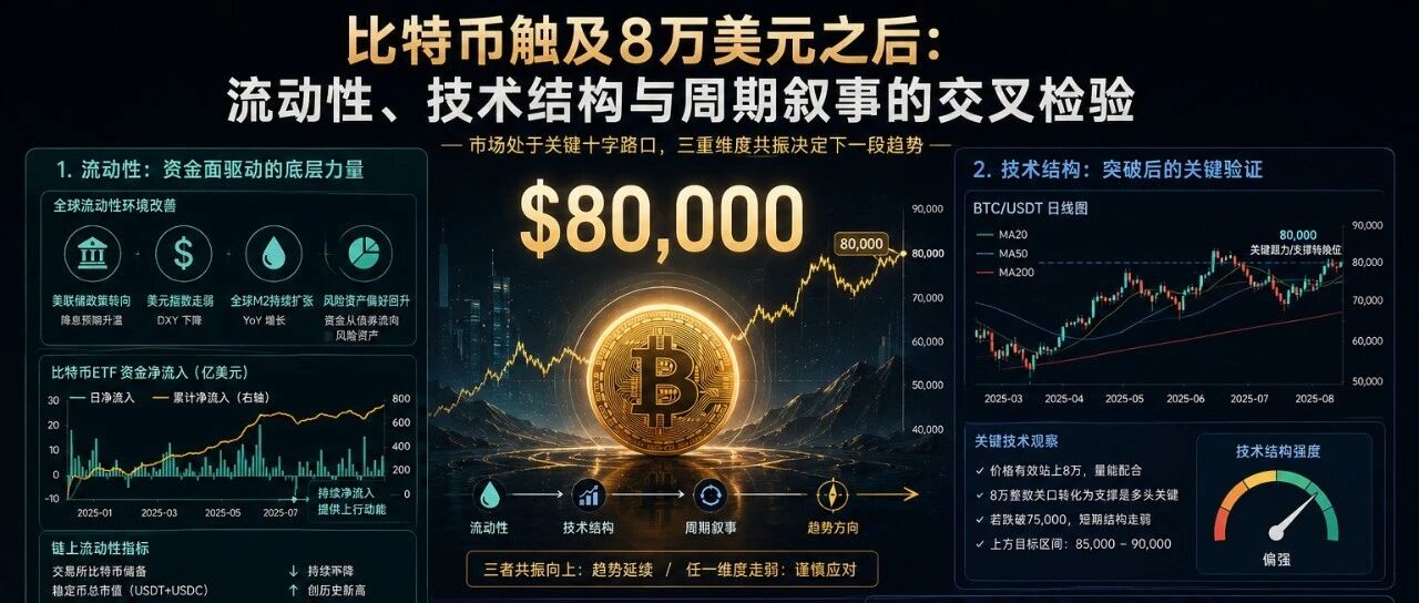 Benjamin Cowen：比特币触及8万美元之后流动性、技术结构与周期叙事的交叉检验
