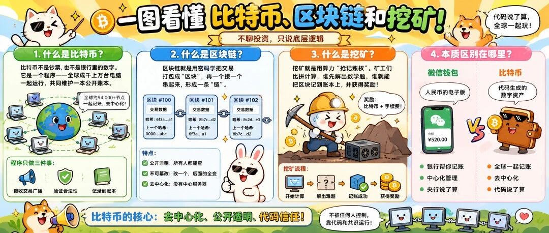 到底什么是比特币?什么是区块链？什么是挖矿？